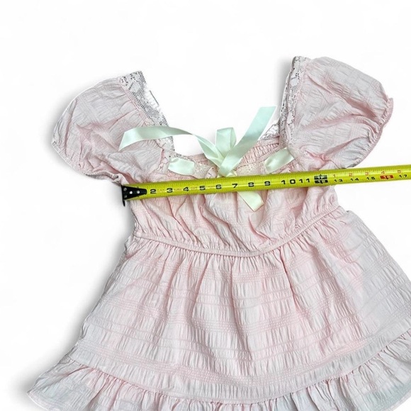 Ultra Flirt Light Pink Puff Sleeve Blouse - Picture 3 of 6